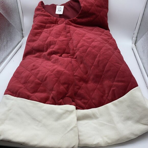 Pottery Barn Velvet Tree Skirt Christmas Quilted Red Cream Button Closure 45 in - Picture 9 of 16